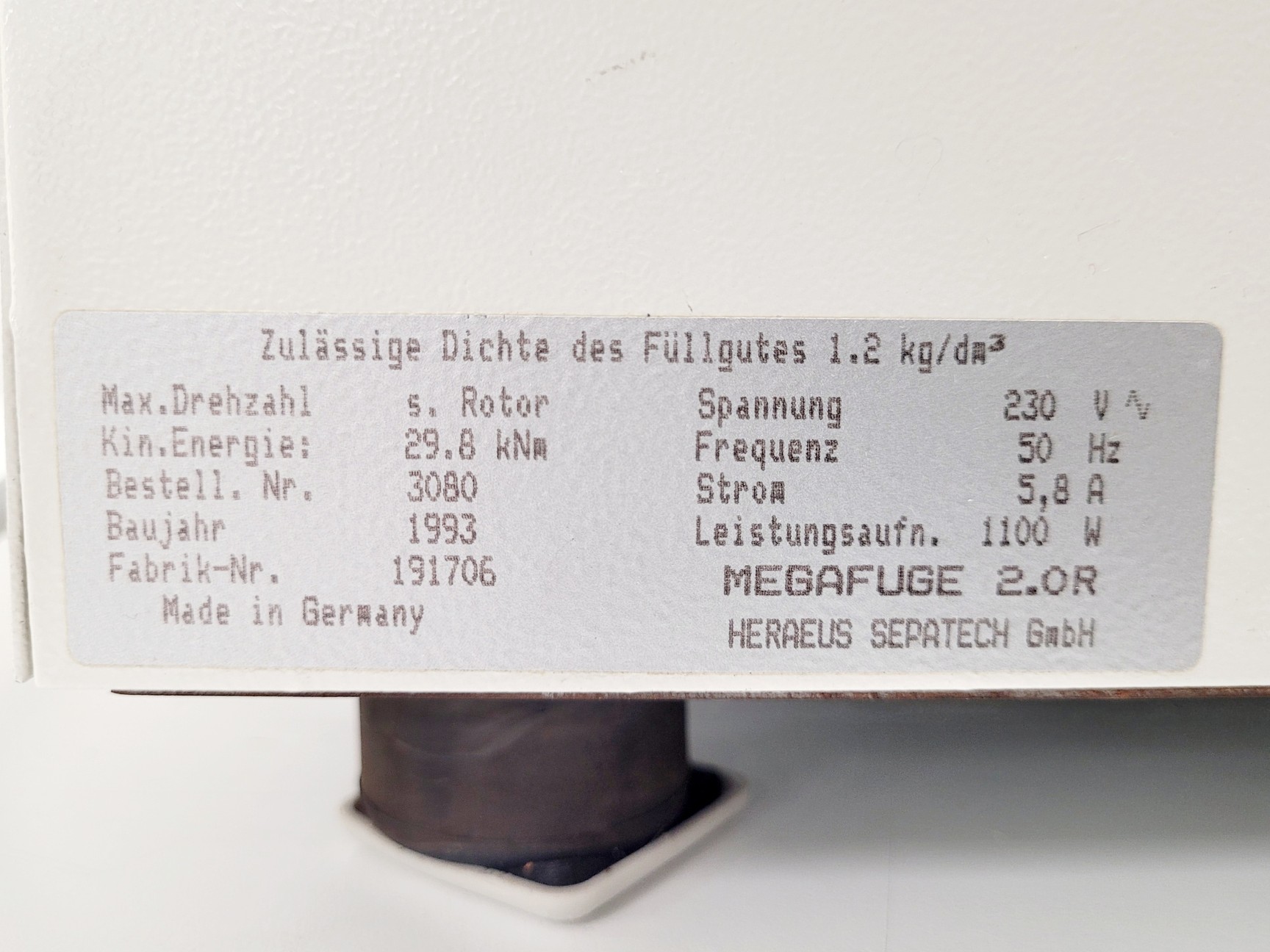 Image of Heraeus Instruments Megafuge 2.0R Benchtop Centrifuge