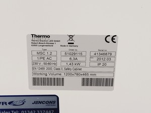 Thumbnail image of Thermo Scientific MSC 1.2 Class II Safety Cabinet Lab