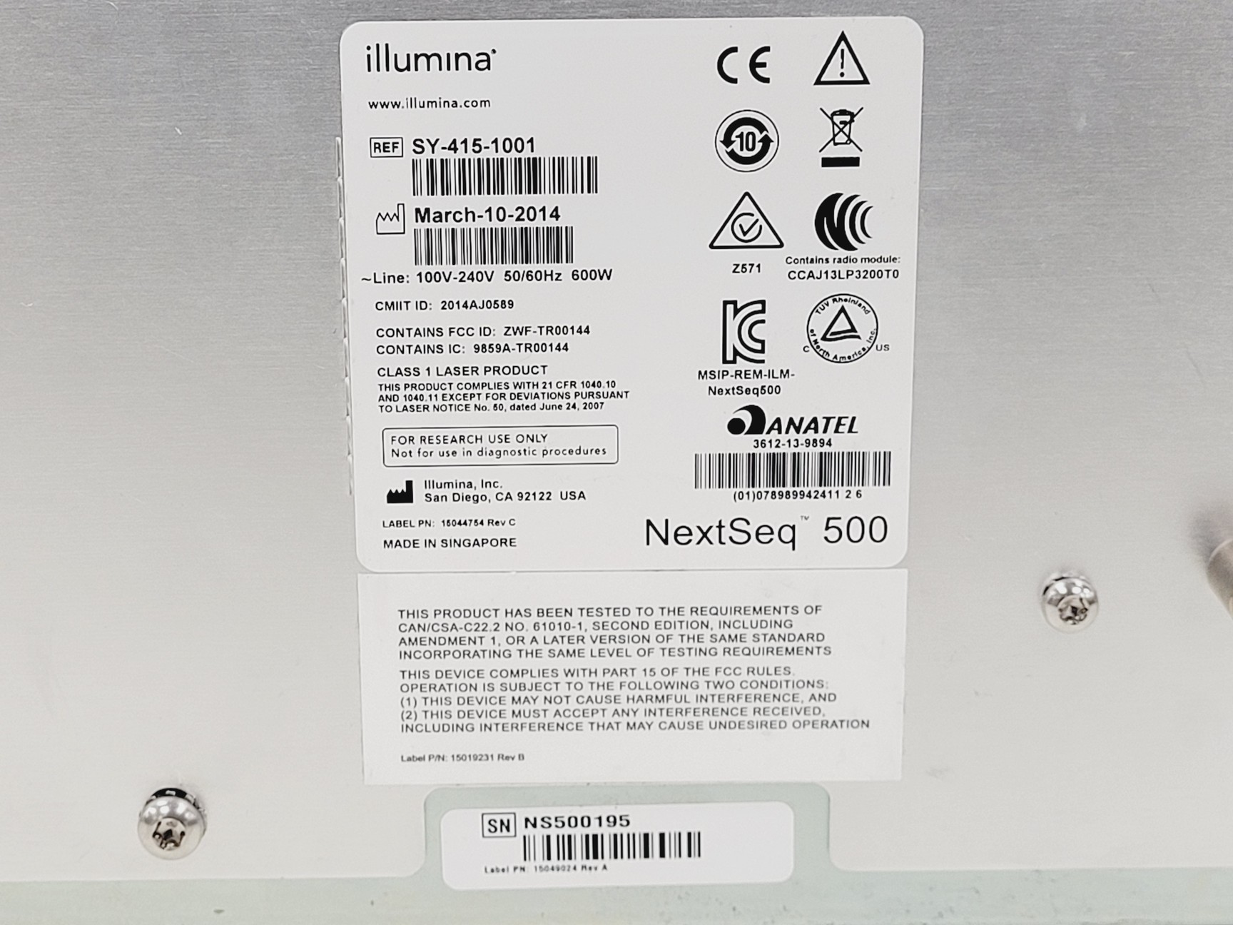 Image of Illumina NextSeq 500 DNA Sequencer Lab