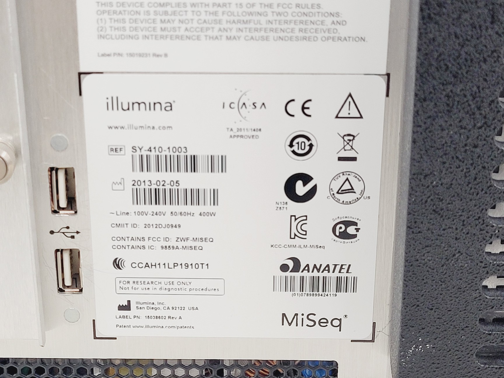 Image of Illumina MiSeq DNA Sequencer 