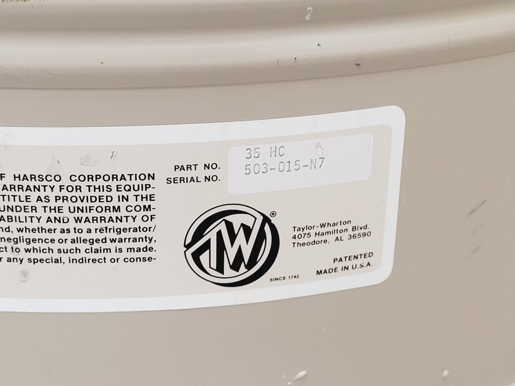 Image of Taylor-Wharton 35HC Temperature Control Tank Nitrogen Dewar 