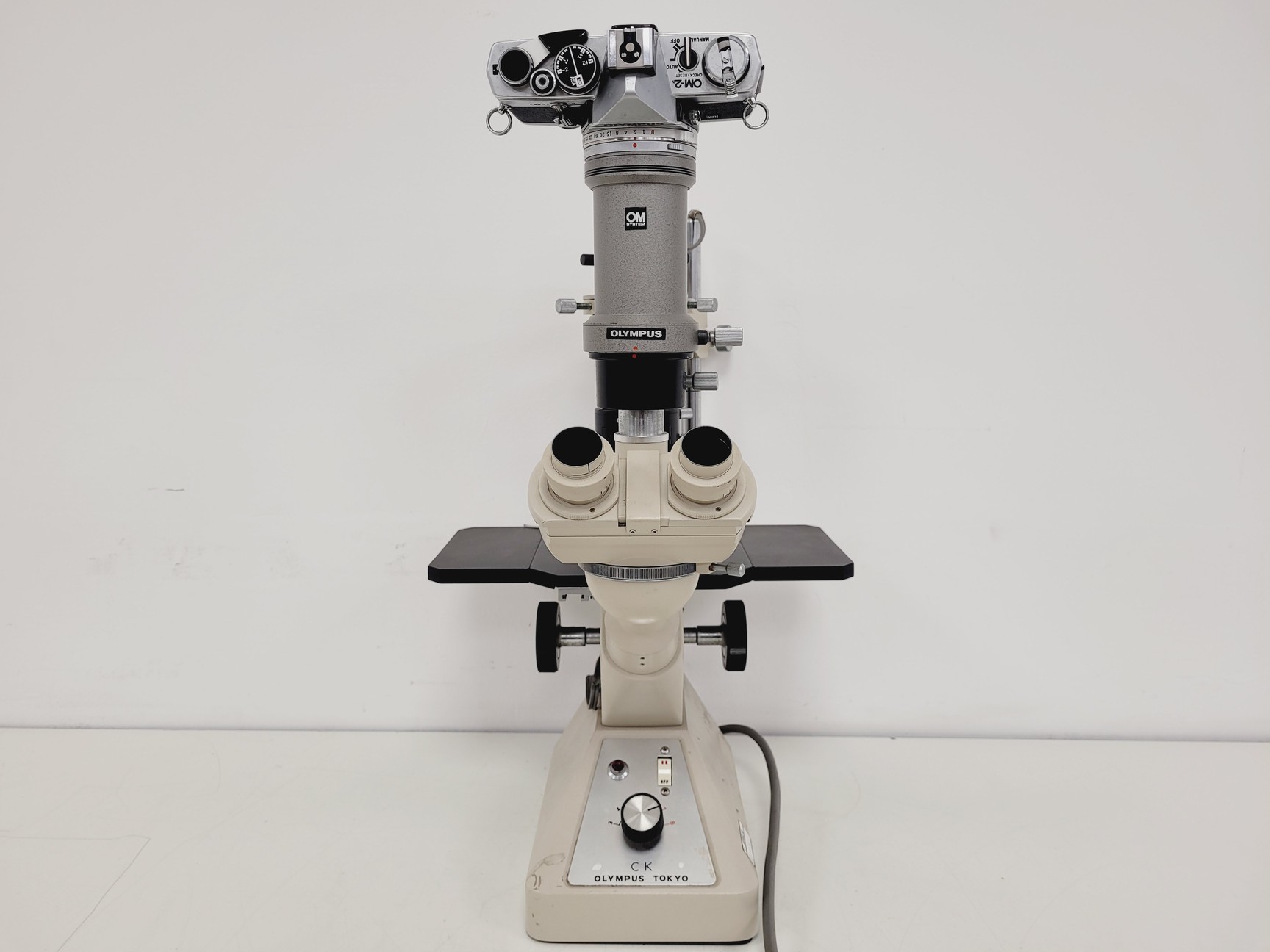 Image of Olympus CK Inverted Microscope w/ Olympus OM 2 Camera & Mount 