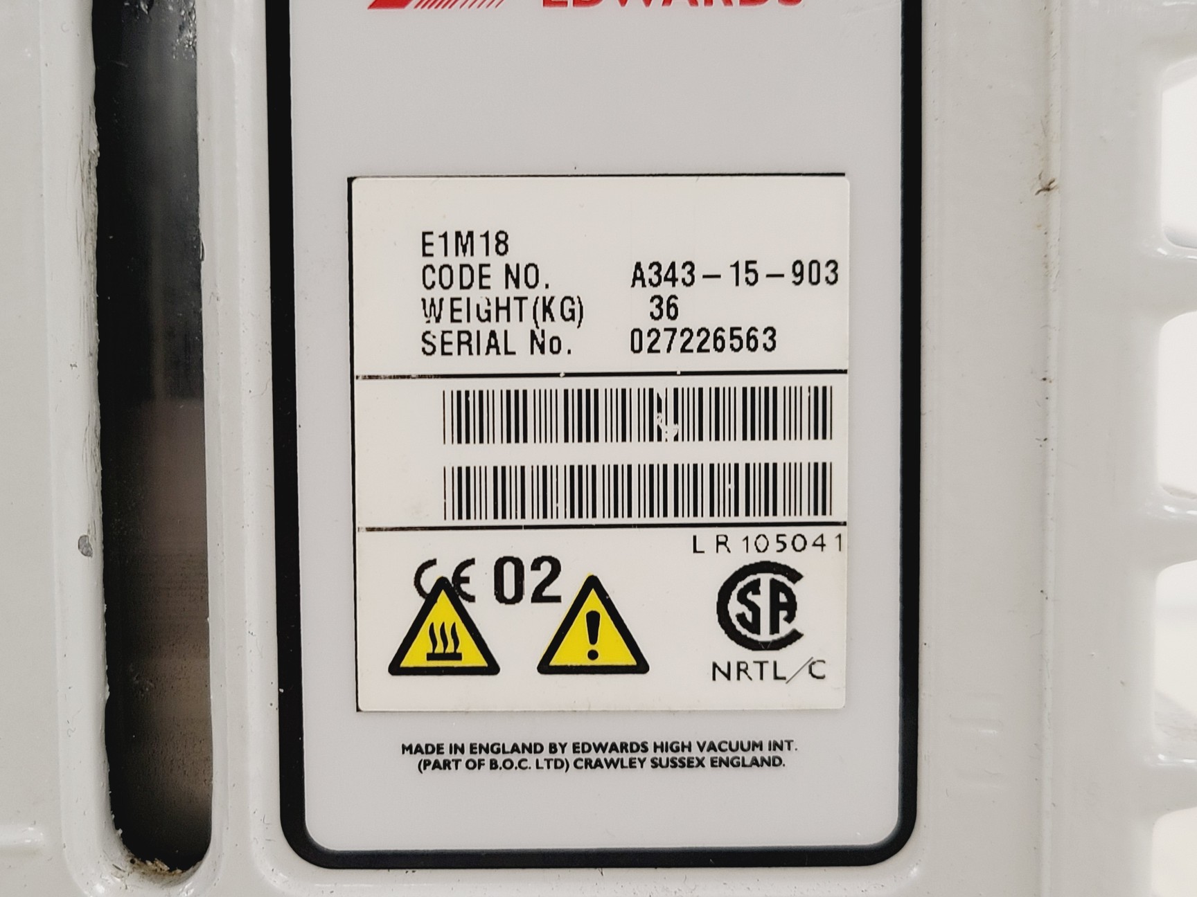 Image of Vacuum Chamber/Tank with Edwards Pump E1M18 & Internal Enclosure 600 kg 