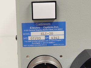 Thumbnail image of Continuum Surelite SLI-20 YAG Laser System w/ PSU, Optics & Spares