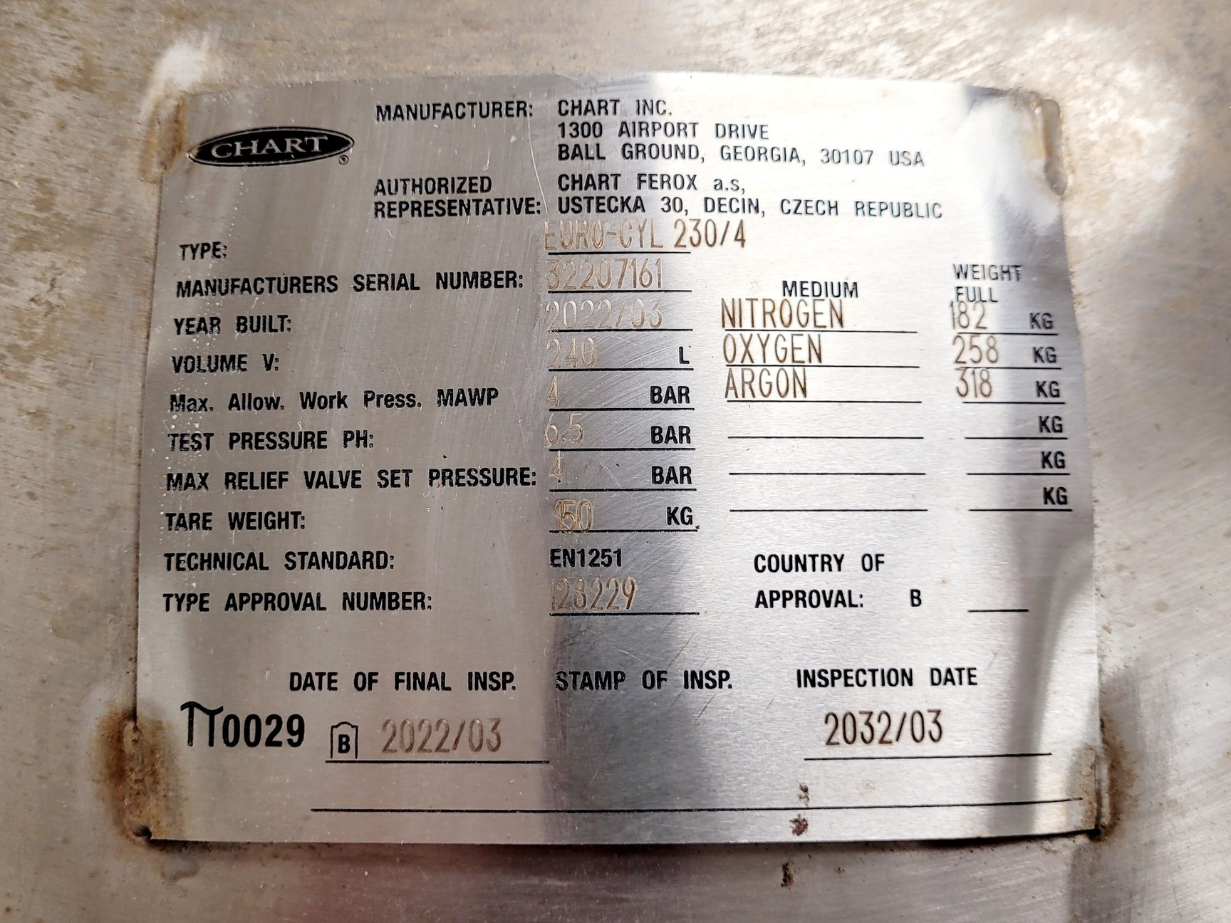 Image of MVE Chart Eurocyl EC230 Liquid Nitrogen Dewar 2022