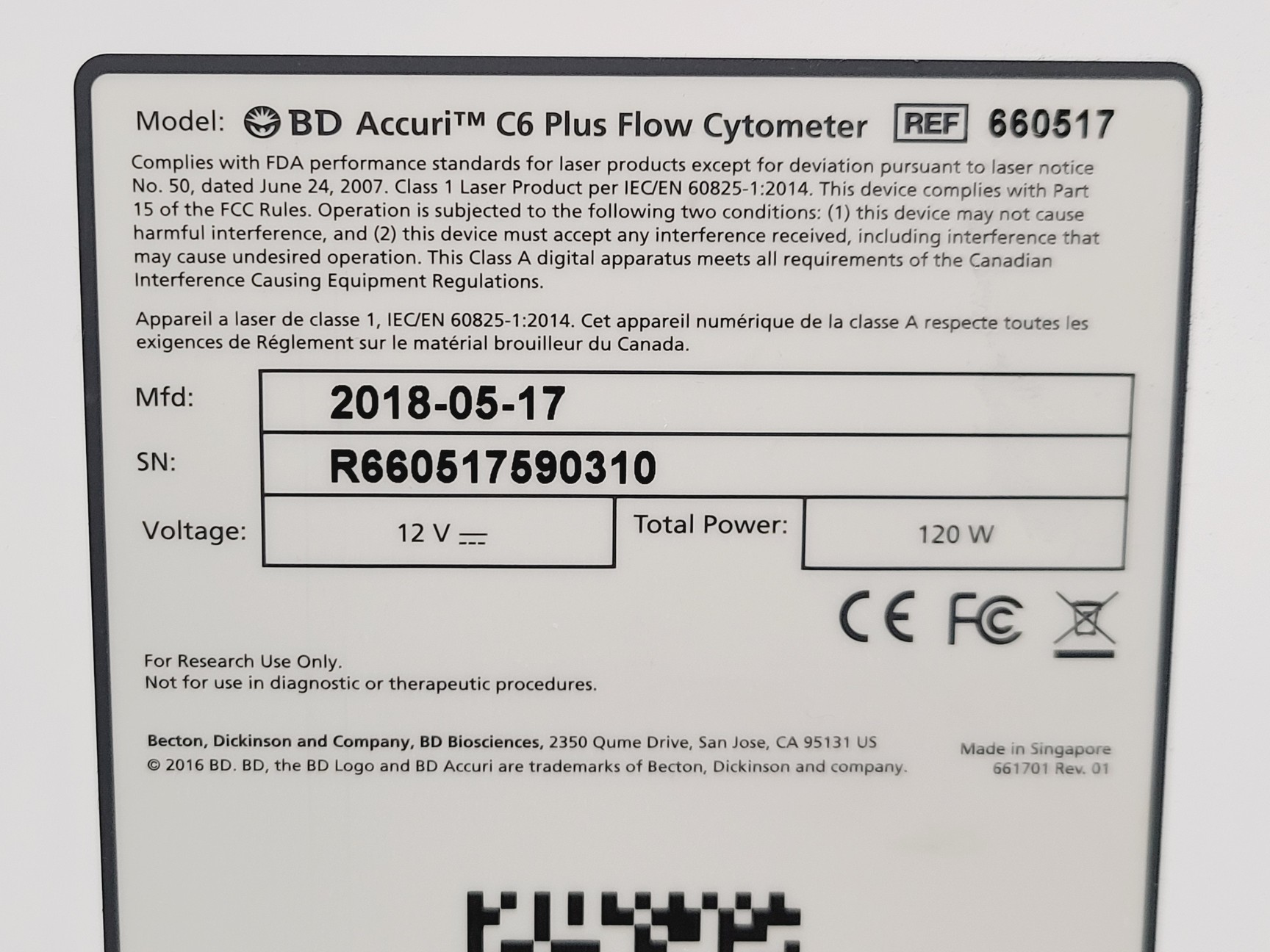 Image of BD Accuri C6 Plus Flow Cytometer System w/ Cleaning/Waste Bottles & Accessories