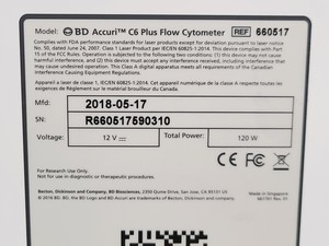 Thumbnail image of BD Accuri C6 Plus Flow Cytometer System w/ Cleaning/Waste Bottles & Accessories