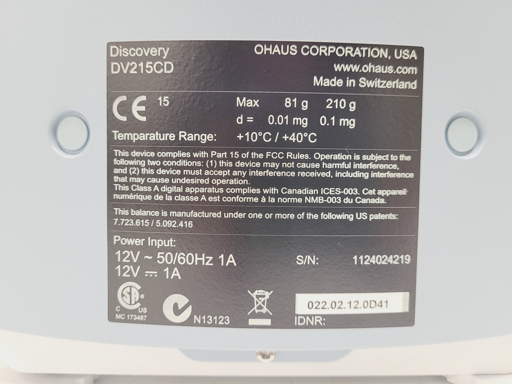Image of Ohaus Discovery DV215CD Analytical Balance