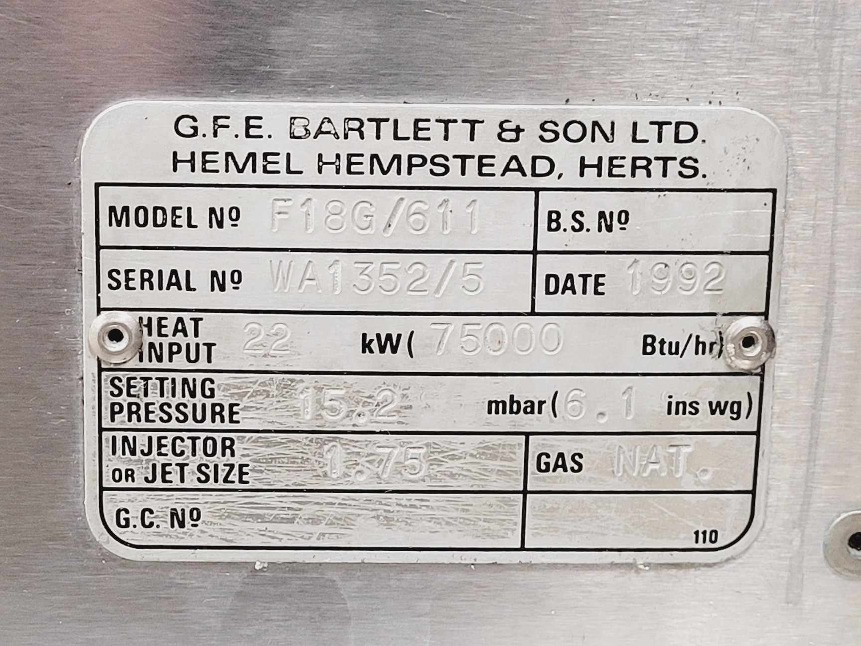 Image of G.F.E Bartlett WA1352/5 Catering Gas Cooker