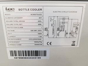 Thumbnail image of LEC Silver Double Sliding Door Bottle Cooler 225L BC9027G LED