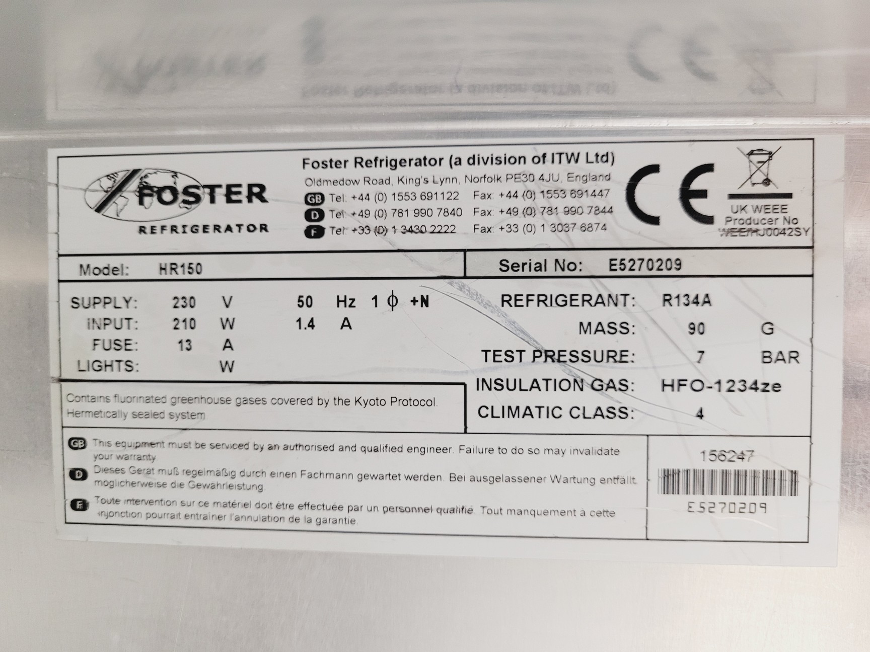 Image of Foster HR150 Undercounter Fridge