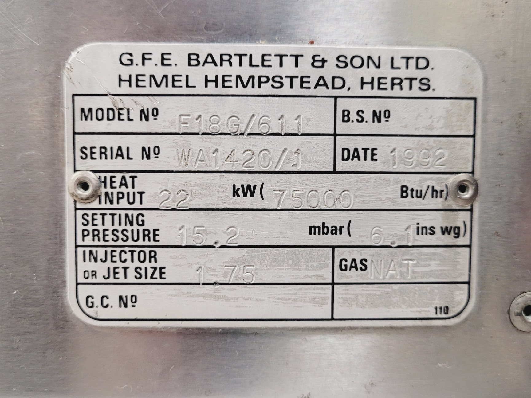 Image of G.F.E Bartlett F18G/611 Catering Gas Cooker