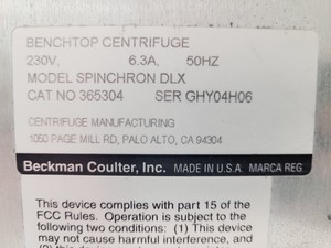 Thumbnail image of Beckman Coulter Spinchron DLX Benchtop Centrifuge