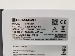Thumbnail image of Shimadzu RF-20A Fluorescence Detector