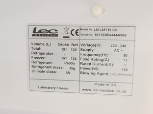 Thumbnail image of Lec Medical LSF151 Freezer
