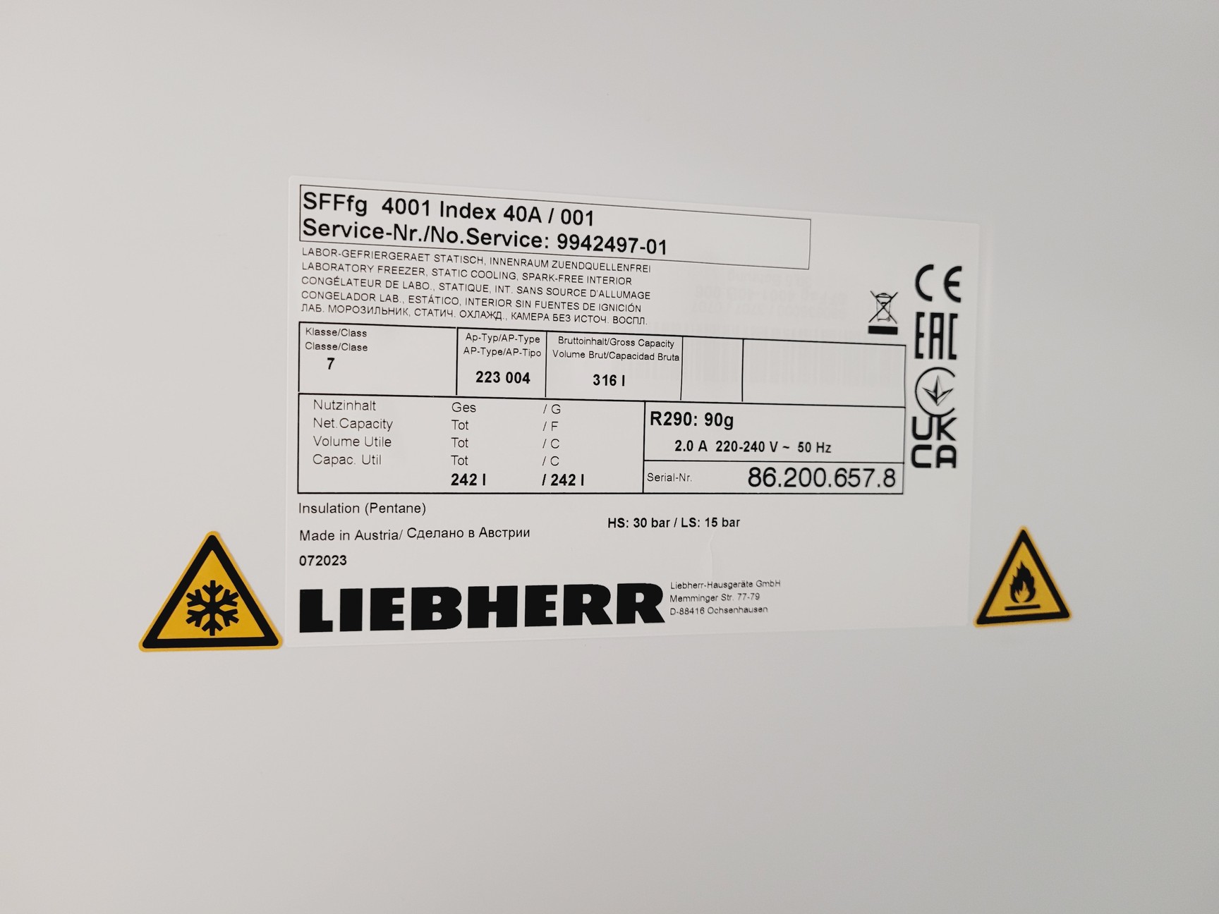 Image of Leibherr Scientific Freezer SFFfg 4001