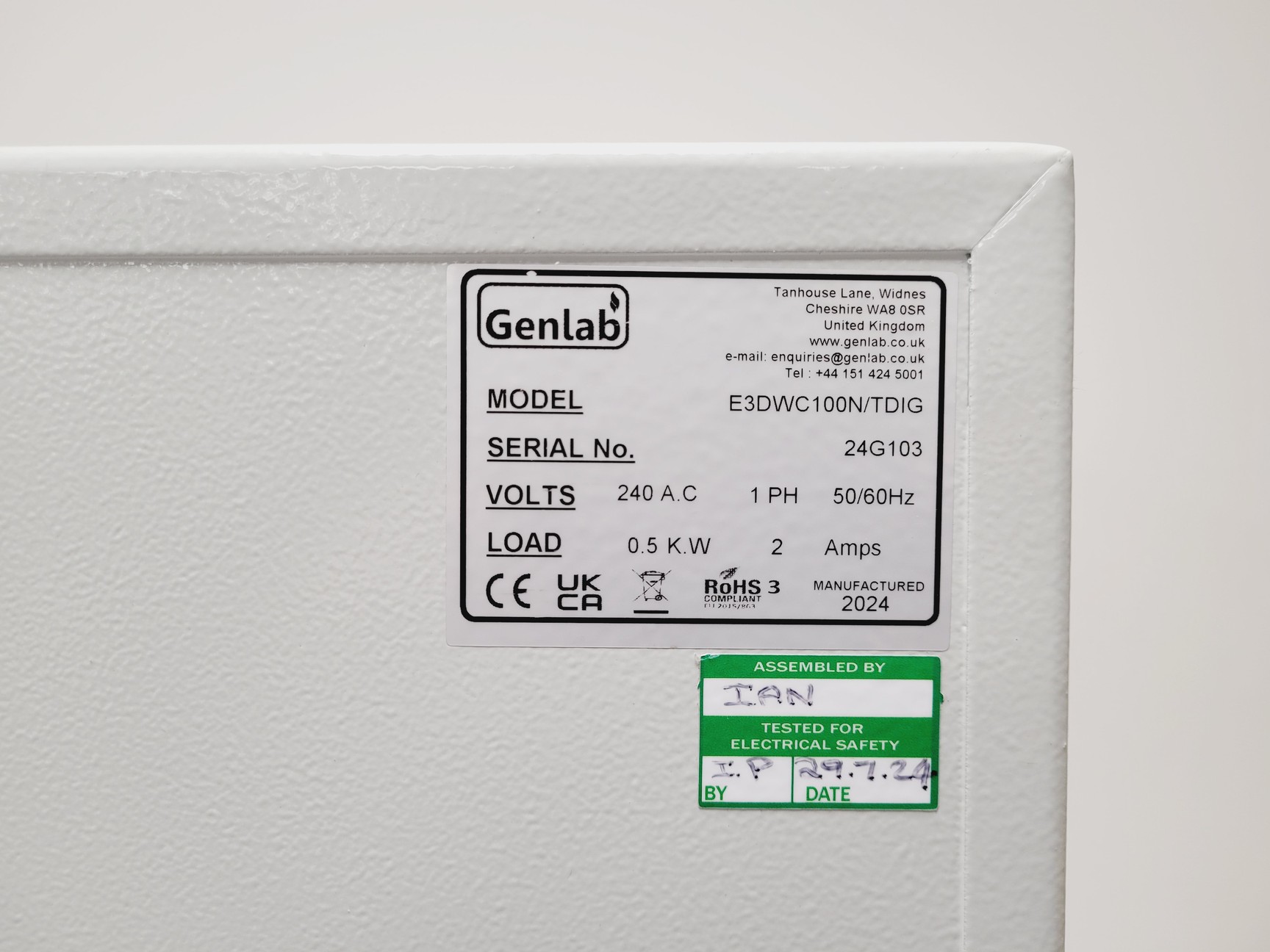 Image of Genlab Laboratory Drying Cabinet Model E3DWC100N/TDIG 2024