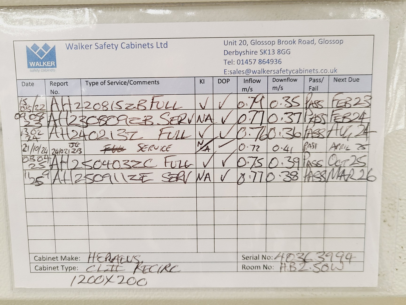 Image of Kendro HERA Safe HS 12 Recirculating Class II Biological Safety Cabinet w/ Stand
