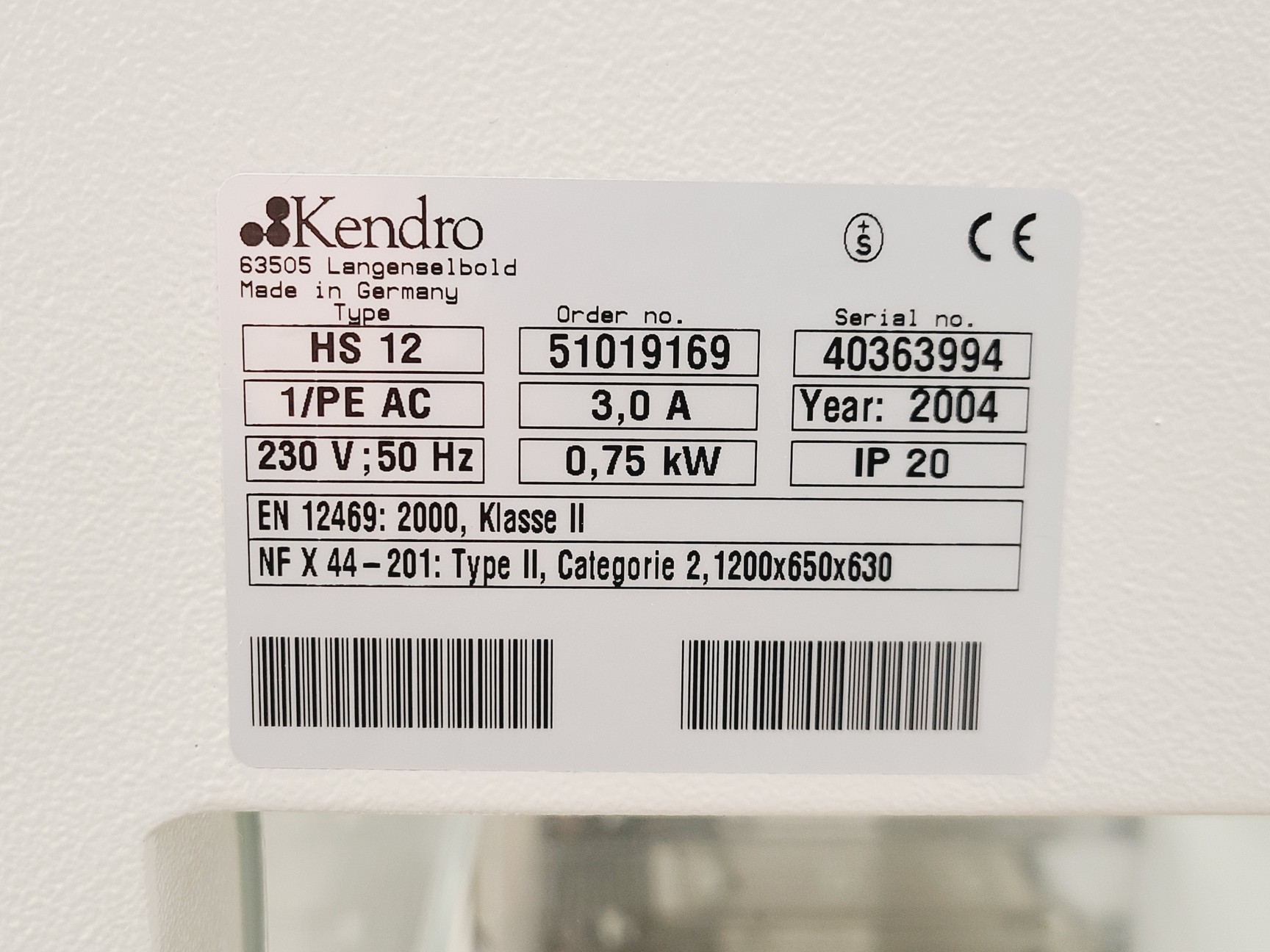 Image of Kendro HERA Safe HS 12 Recirculating Class II Biological Safety Cabinet w/ Stand