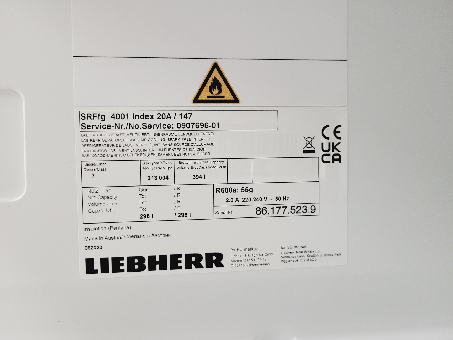 Image of Liebherr SRFfg 4001 Lab Refrigerator 