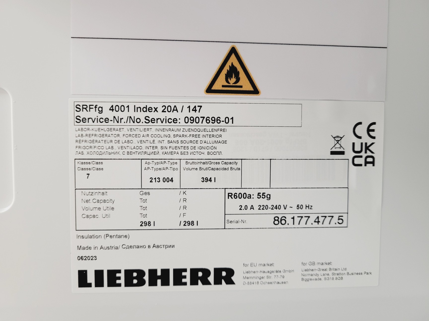 Image of Liebherr SRFfg 4001 Lab Refrigerator 