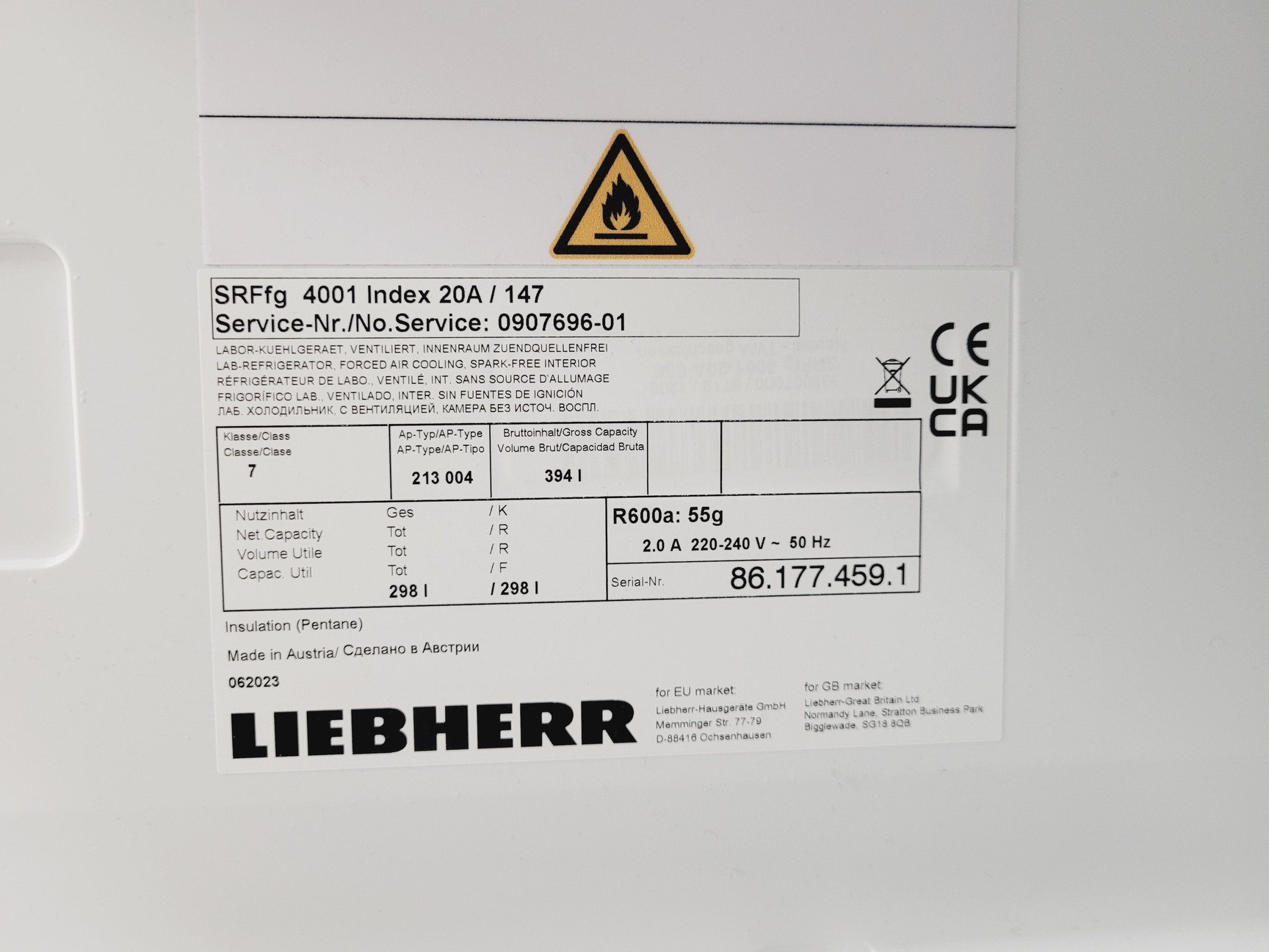 Image of Liebherr SRFfg 4001 Lab Refrigerator 