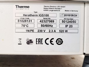 Thumbnail image of Thermo Scientific Heratherm IGS100  Microbiological Incubator 2018 Lab