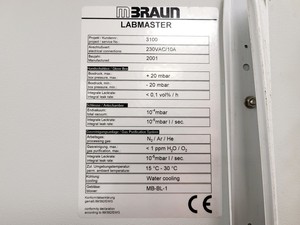 Thumbnail image of MBraun LabMaster 130 Glove Box Lx95 Wx255 Hx192 Spares/Repair Lab