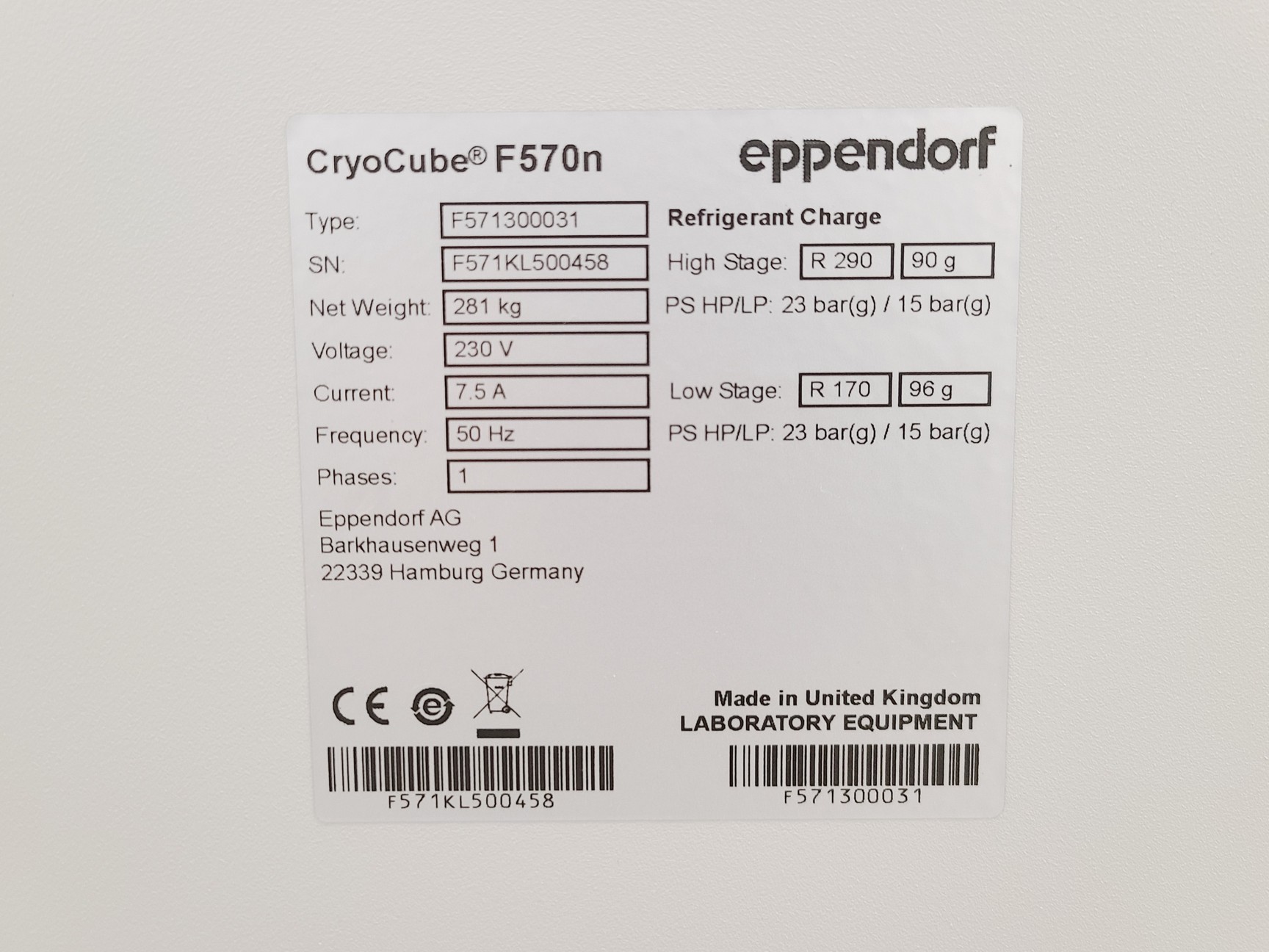 Image of Eppendorf CryoCube F570n with Premium Version CO2 Backup Lab