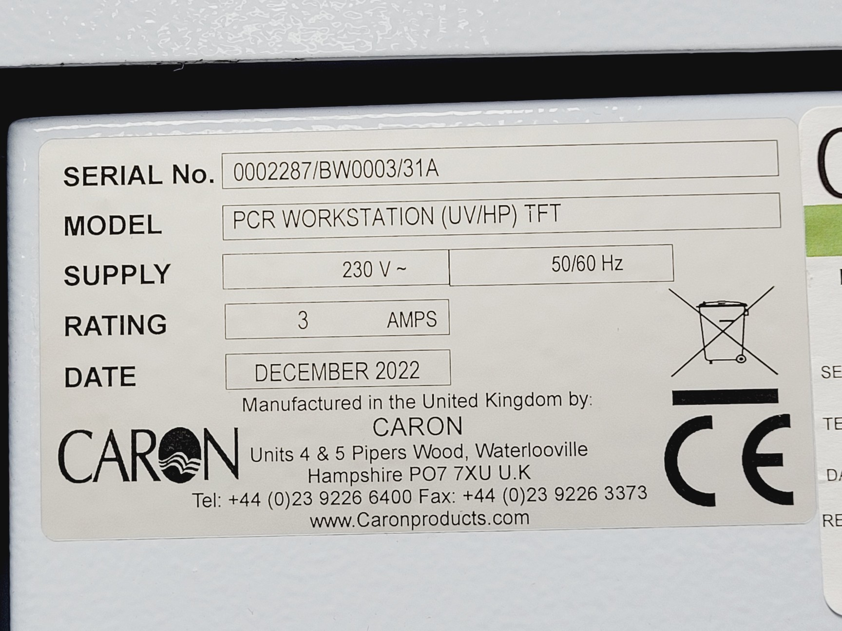 Image of Caron PCR Workstation (UV/HP) TFT 2022 Lab