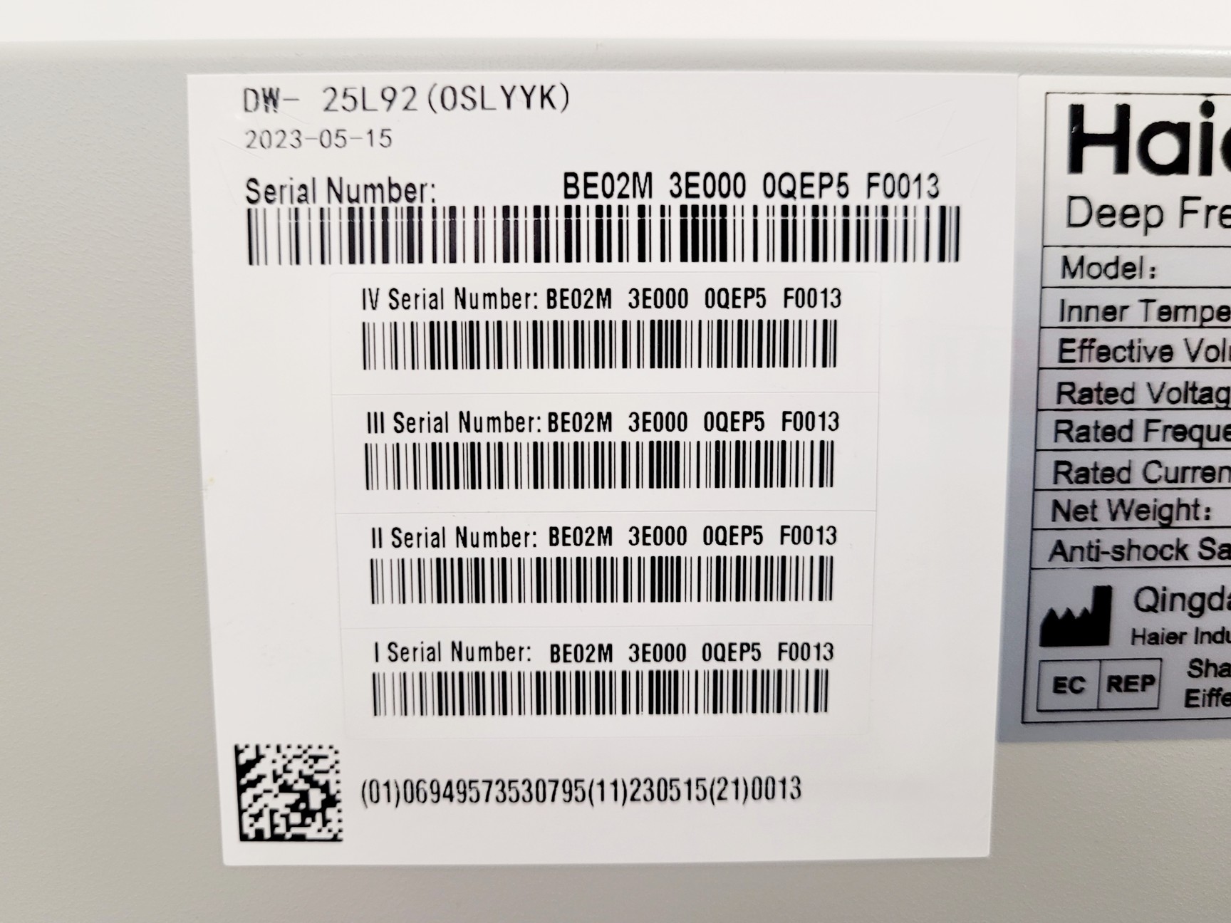 Image of Haier Biomedical DW-25L92 Underbench Laboratory Freezer -25C 92L