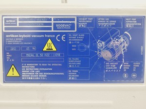 Thumbnail image of Leybold SOGEVAC SV40 BI Single Stage Oil Sealed Rotary Vane Vacuum Pump