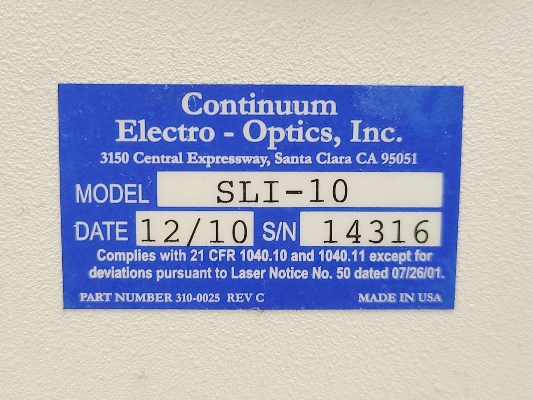 Image of Continuum Surelite SLI-10 High Energy Nd:YAG Laser w/ Power Supply