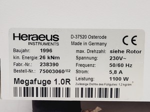 Thumbnail image of Heraeus Megafuge 1.0R Refrigerated Centrifuge