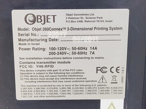 Thumbnail image of Stratasys Objet 260Connex 3-Dimensional Printing System Spares/Repair 