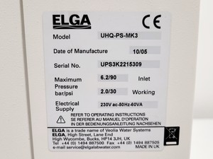 Thumbnail image of Elga Purelab UHQ-PS-MK3 Water Purification System