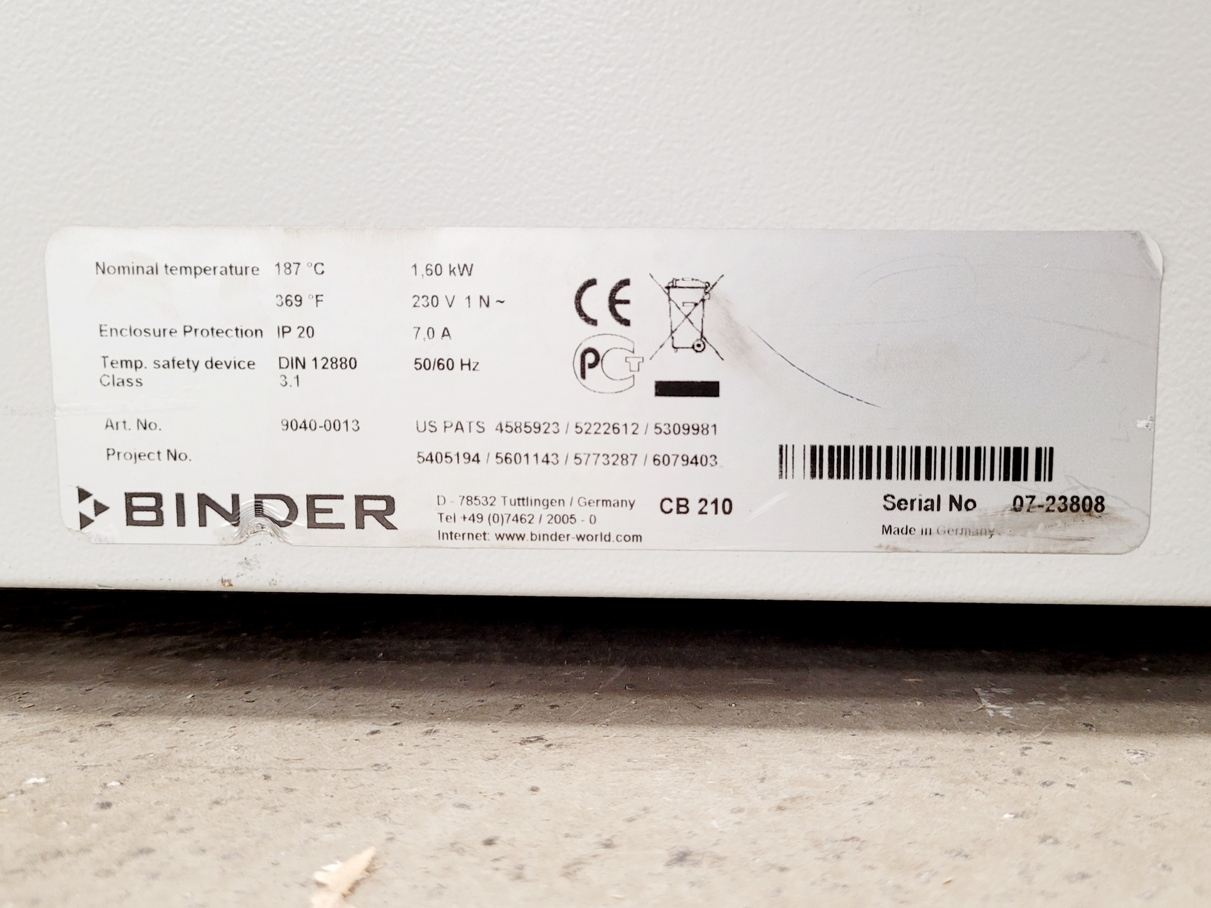 Image of Binder CB 210 CO2 Incubator Spares/Repair Lab