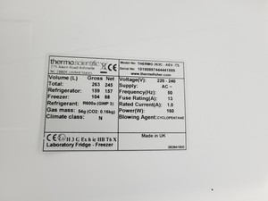 Thumbnail image of Thermo Scientific 263C-AEV-TS Laboratory Fridge - Freezer