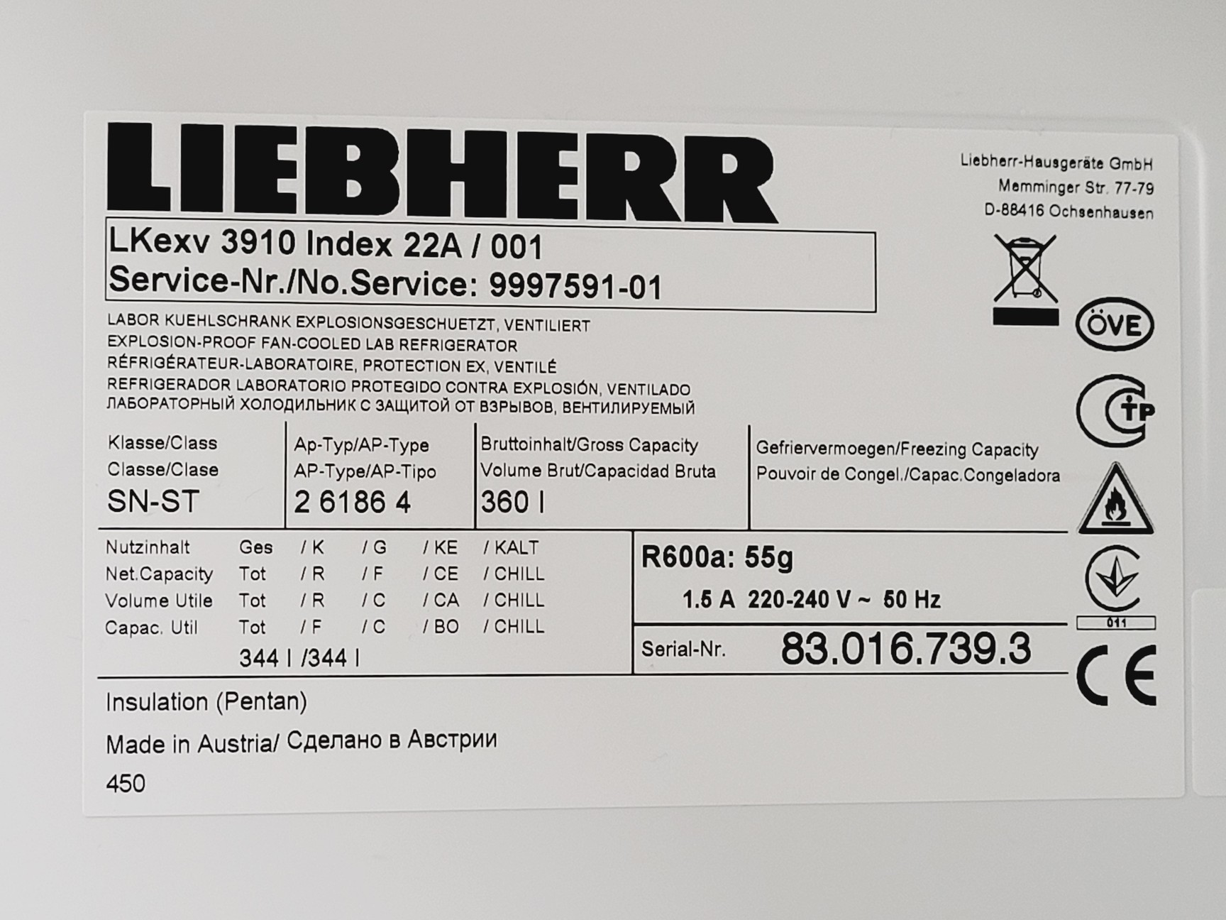Image of Liebherr Mediline LKexv 3910 Laboratory Refrigerator 