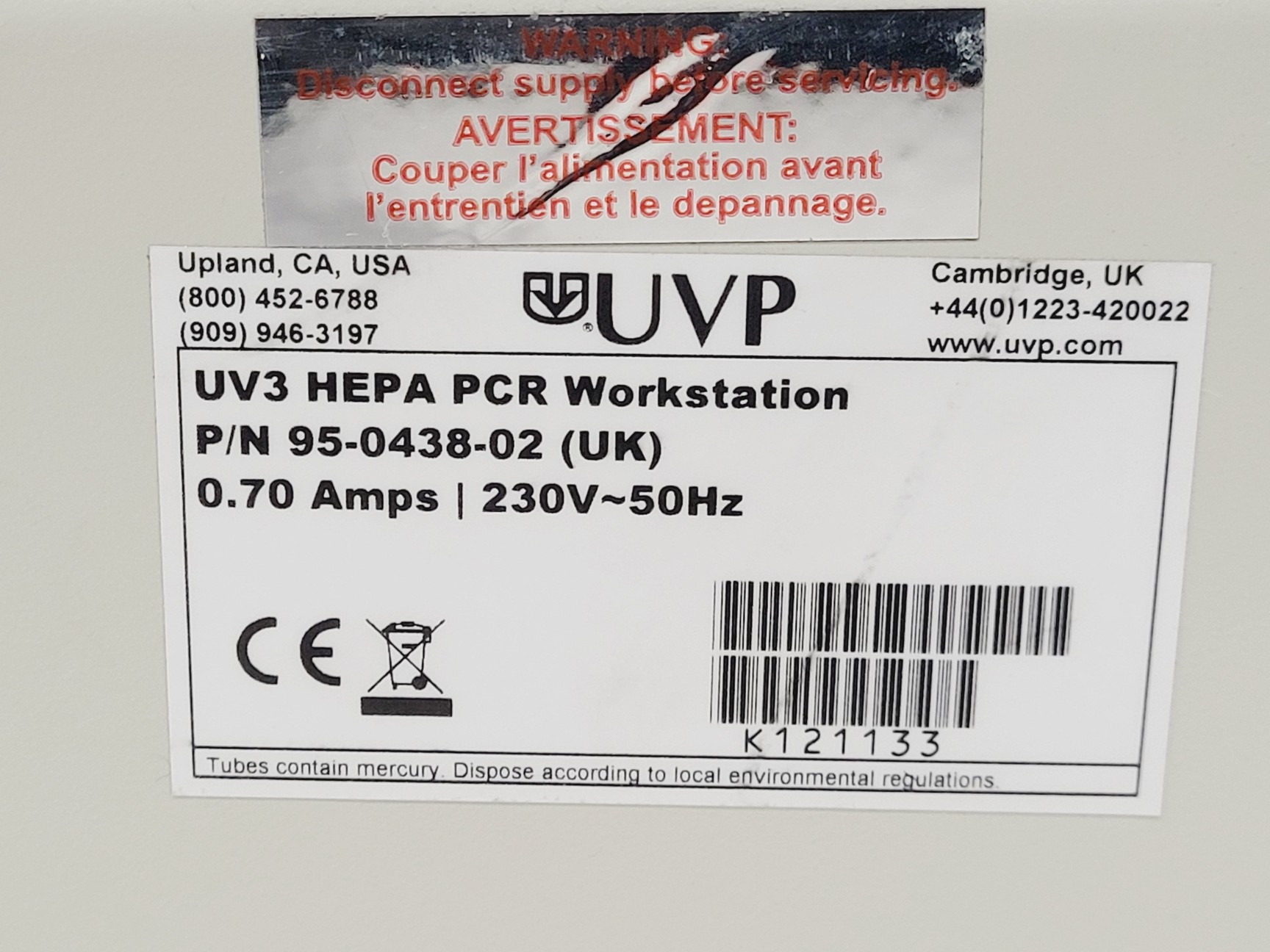 Image of UVP UV3 HEPA PCR Workstation