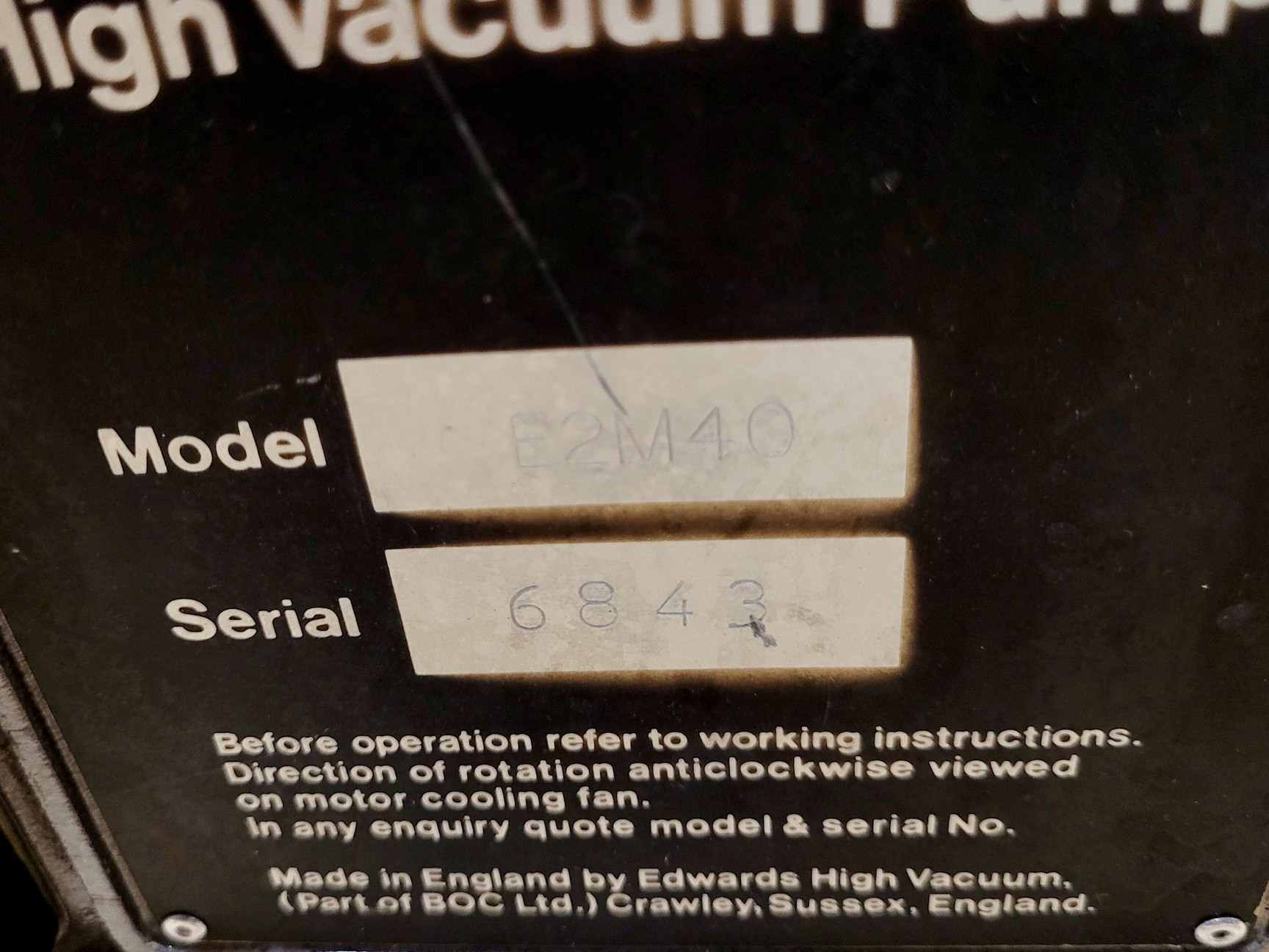 Image of Edwards E2M40 Vacuum Pump 60 kg 