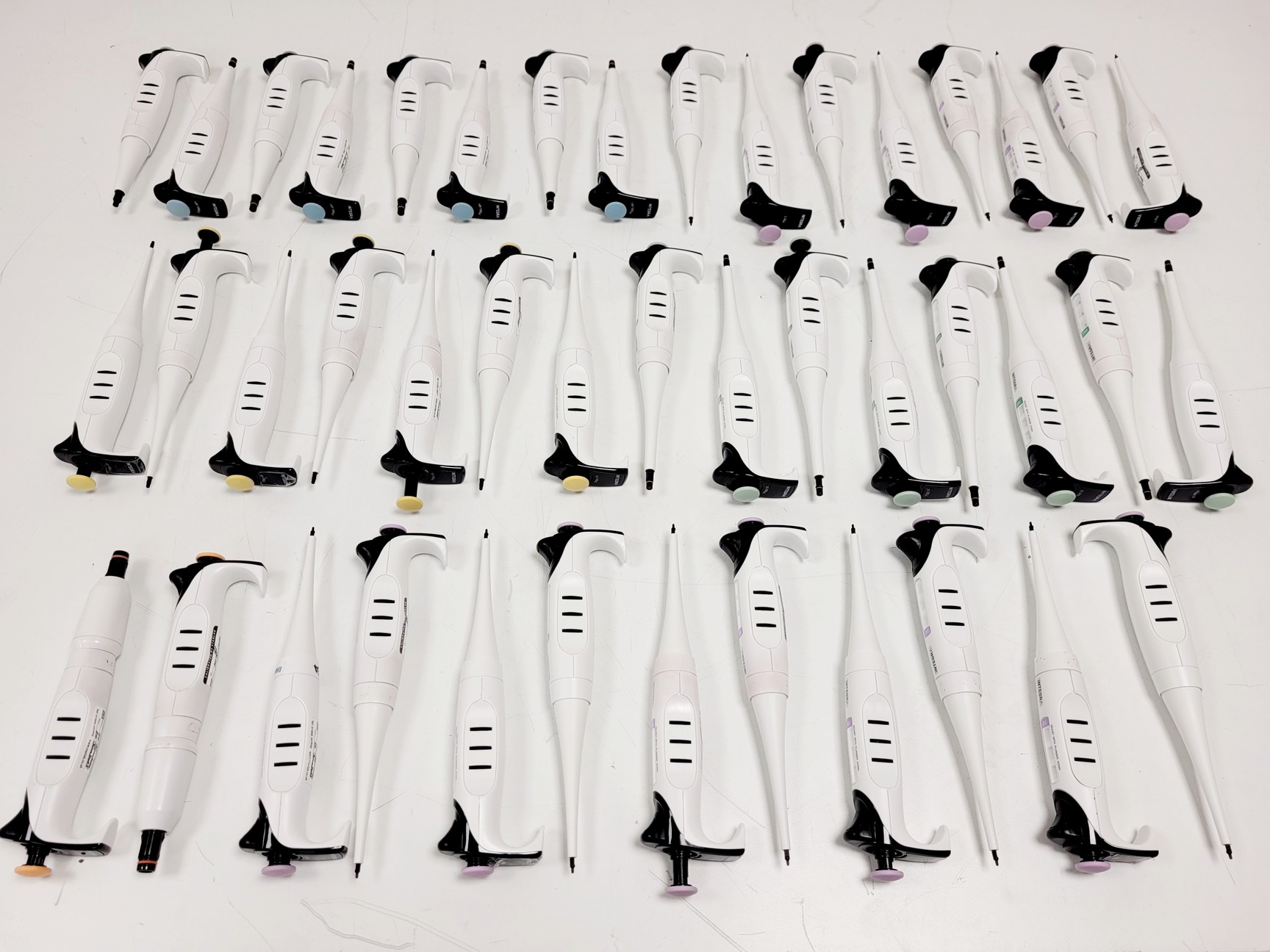 Image of Job Lot of 43 x EVOLVE Integra Pipettes (0.2-2ul - 500-5000ul) w/ 5 x Stand Lab