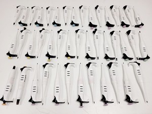 Thumbnail image of Job Lot of 43 x EVOLVE Integra Pipettes (0.2-2ul - 500-5000ul) w/ 5 x Stand Lab