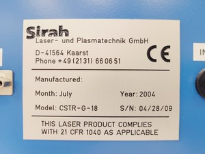 Thumbnail image of Sirah Cobra-Stretch CSTR-G-18 Dye Laser w/ Tandem-H0, Frequency Conversion & PC