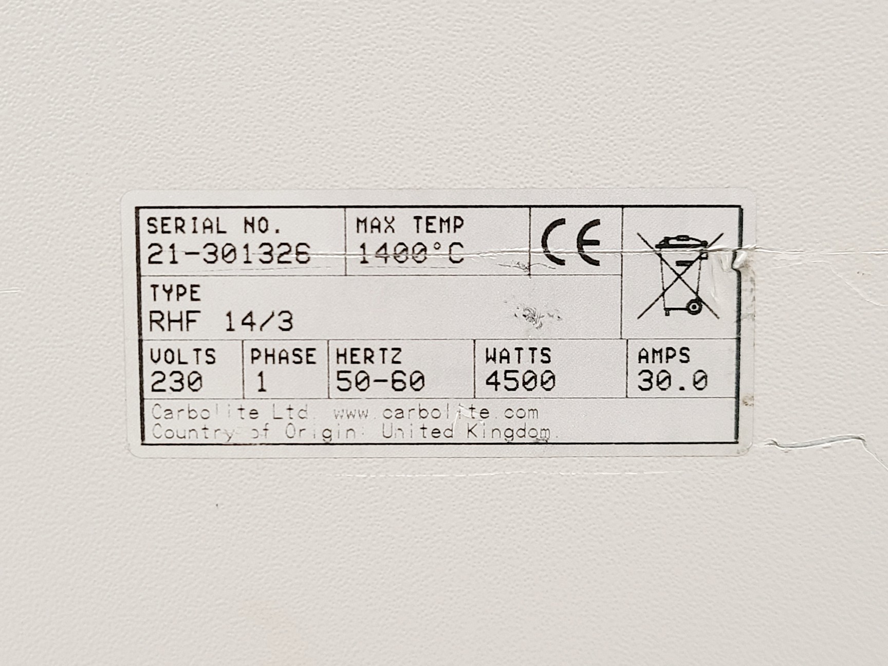 Image of CARBOLITE RHF 14/3 High Temperature Laboratory Furnace