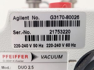 Thumbnail image of Pfeiffer Duo 2.5 Rotary Vane Vacuum Pump 