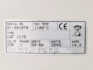 Thumbnail image of CARBOLITE CWF 11/5 Laboratory Chamber Furnace