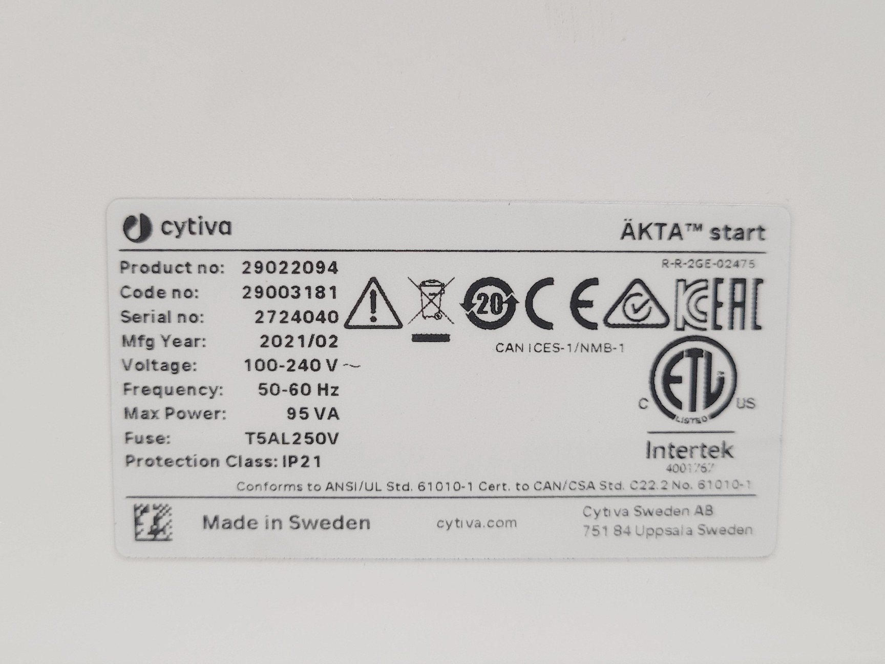 Image of  Cytiva AKTA Start Protein Purification System 2021 Lab