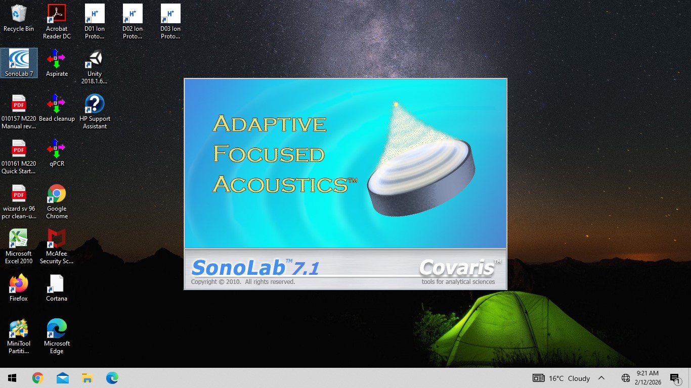 Image of Covaris M220 Focused-Ultrasonicator w/ Notebook & SonoLab 7.1 Software Lab