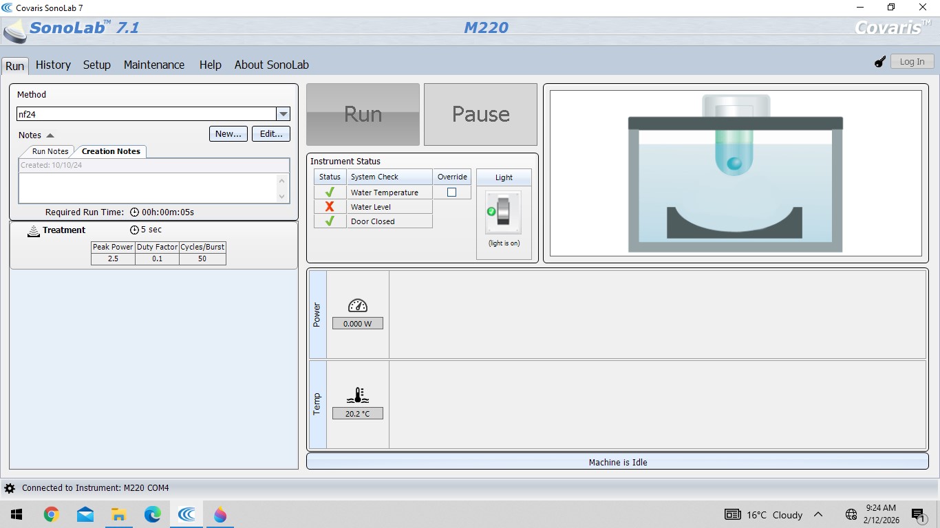 Image of Covaris M220 Focused-Ultrasonicator w/ Notebook & SonoLab 7.1 Software Lab